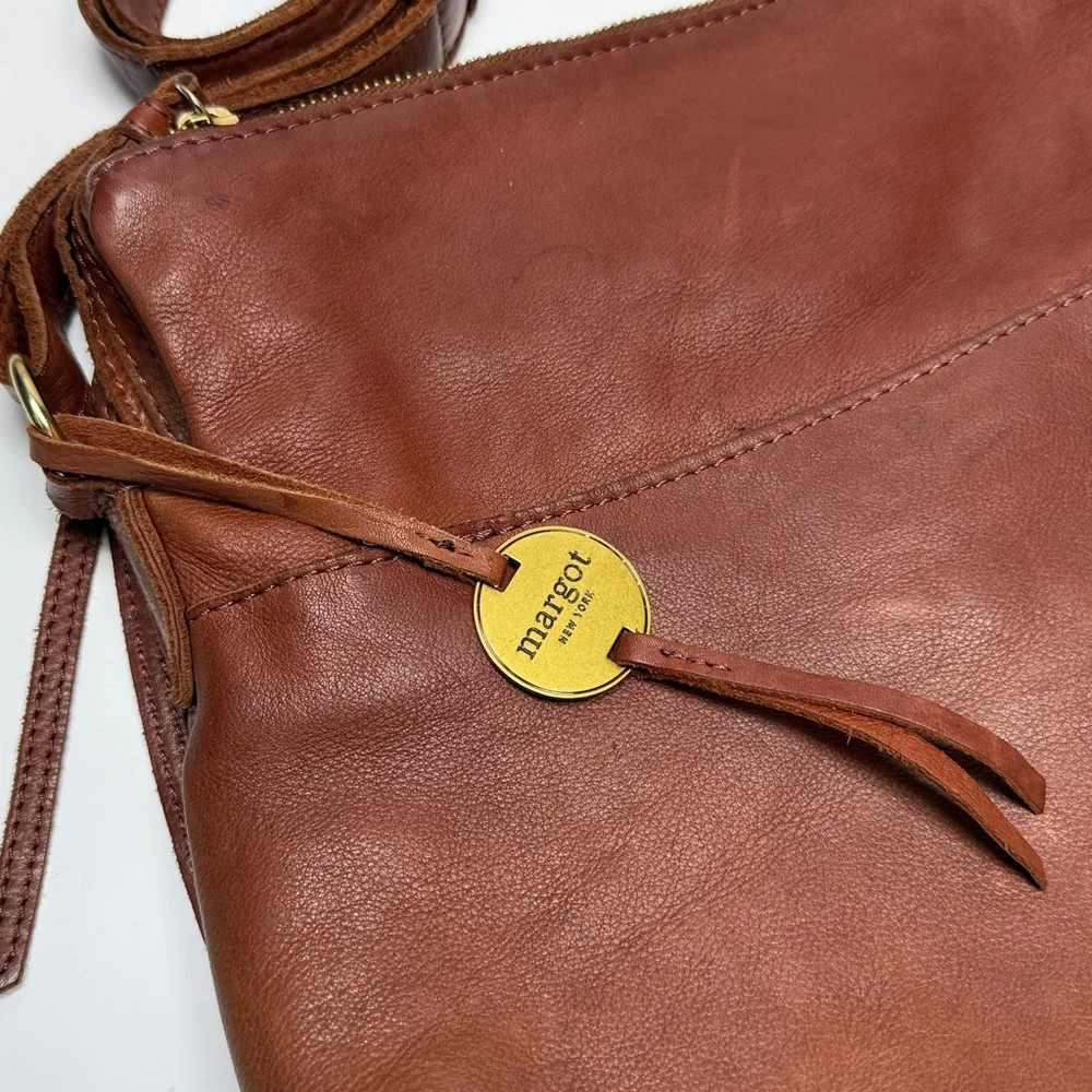 Margot Soft Leather Large Crossbody Hobo Bag Reddish Brown/ Rust Color Bag